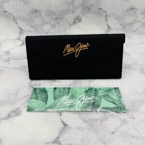 Maui Jim Sunglasses Eyeglasses Case,Large Black Triangle Leather,GreenCloth,Wide